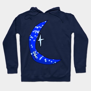 Crescent Blue Sparkly Moon Hoodie